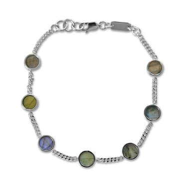 EQUAL 950 LAW SILVER-LARVIKITE STONE BRACELET